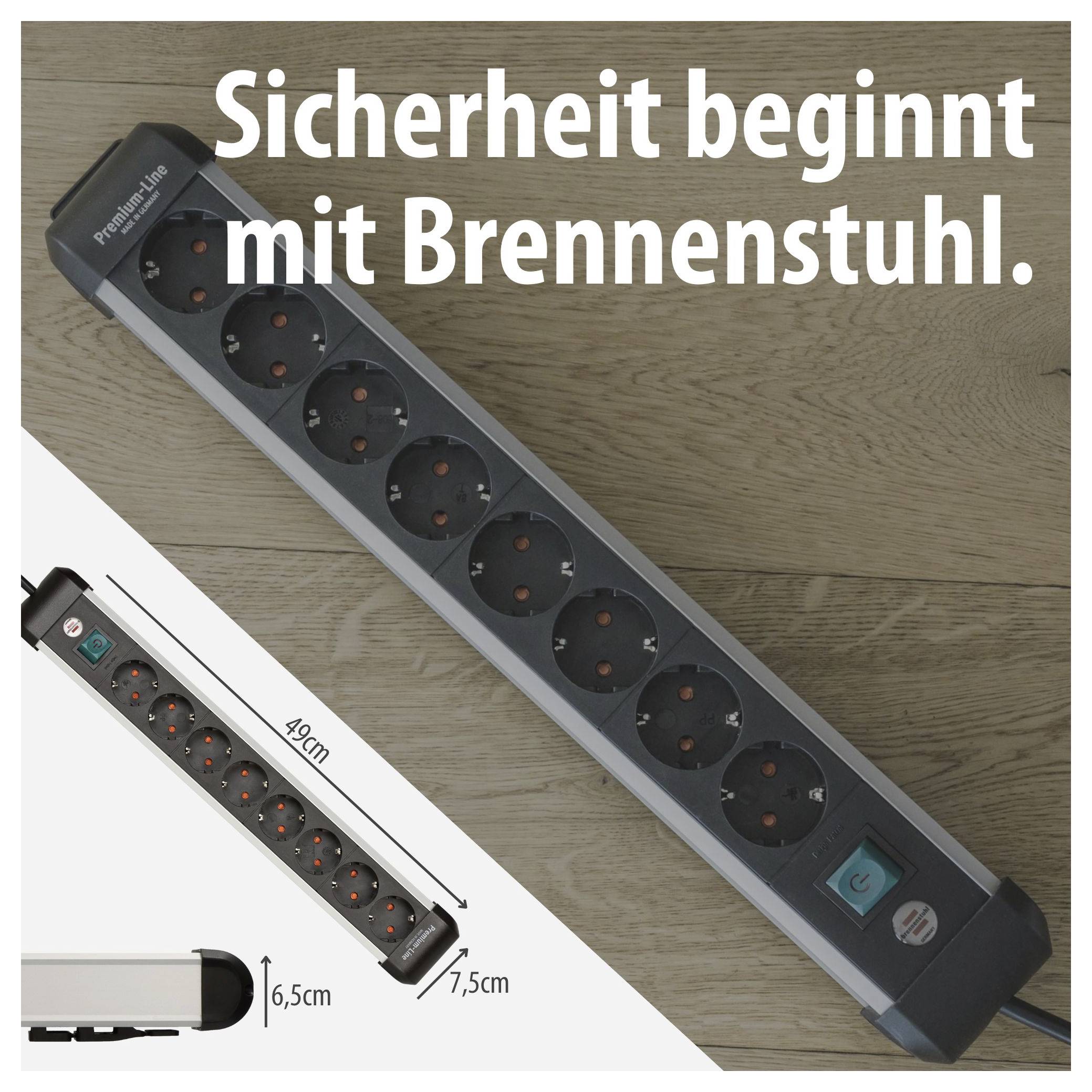 Bloc multiprise avec interrupteur Brennenstuhl 1391030800 argent, noir contact de protection 1 pc(s)-6