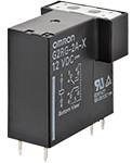 Relais Omron noir, modèle G2RG-4A-X, 12 VCC avec schéma de connexion et symbole de certification UL sur le côté.