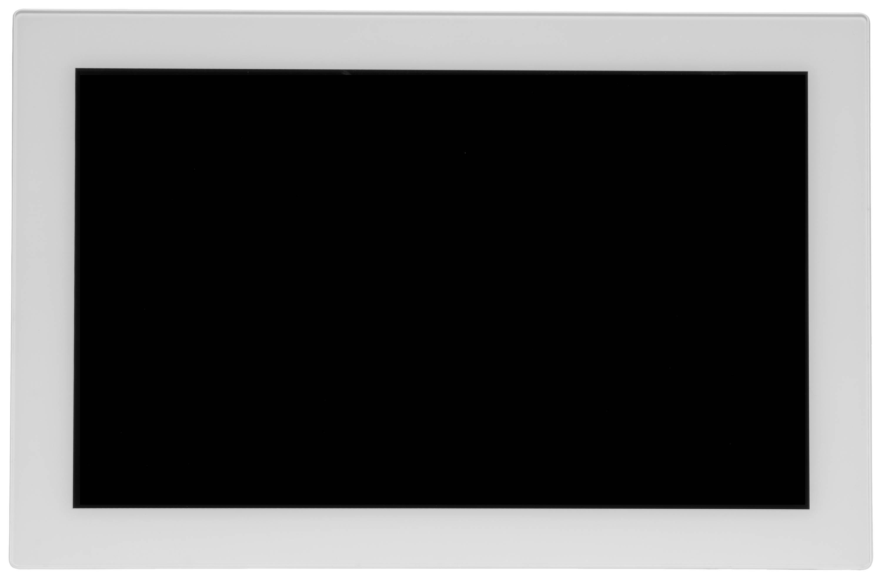 Cadre blanc avec un espace noir vide au centre.