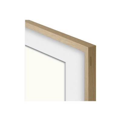 Vue de face d'un cadre en bois encadrant un fond blanc. Design minimaliste, adapté aux espaces de vie contemporains.