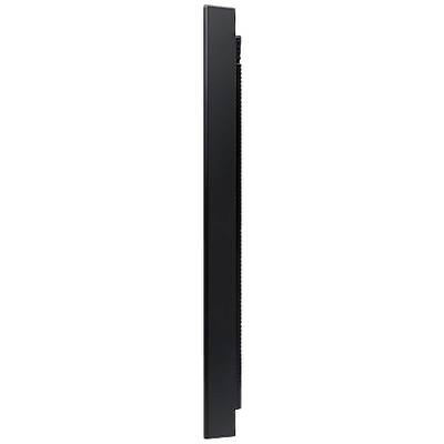 Bord noir, rectangulaire et vertical d'un objet, probablement d'un écran ou d'un panneau, à la forme lisse et étroite.