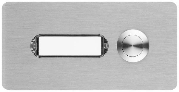 Grothe 55520 Bouton de sonnette avec porte-nom  blanc, acier inoxydable V2A (brossé)