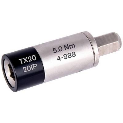Outil de couple avec l'inscription 'TX20 20IP', '5.0 Nm', '4-988'. Utilisé pour le réglage précis du couple de serrage des fixations.