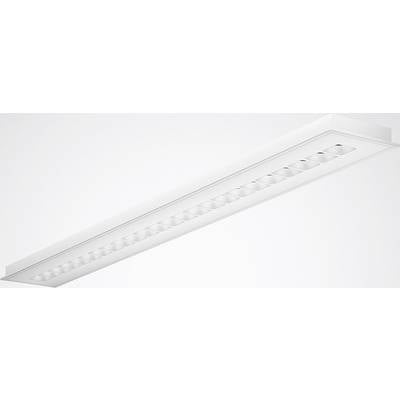Plafonnier blanc de forme rectangulaire avec des sources lumineuses modernes et uniformément réparties.