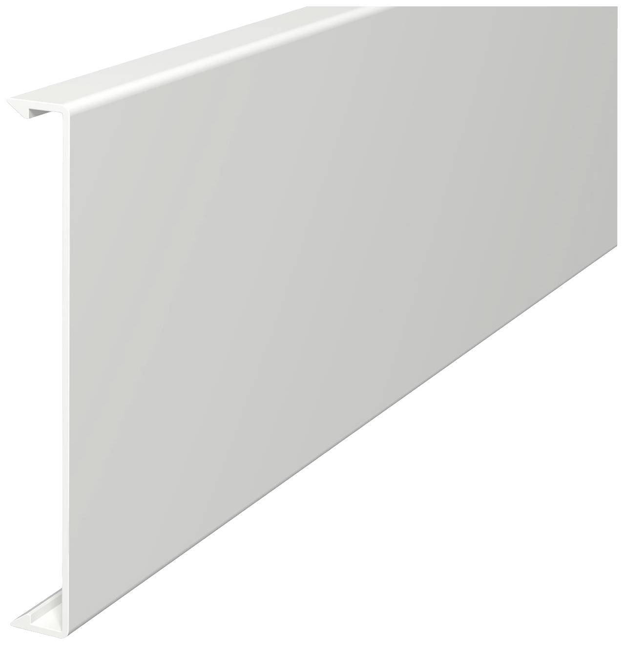 Plinthe rectangulaire blanche en plastique, représentée dans une perspective légèrement inclinée.