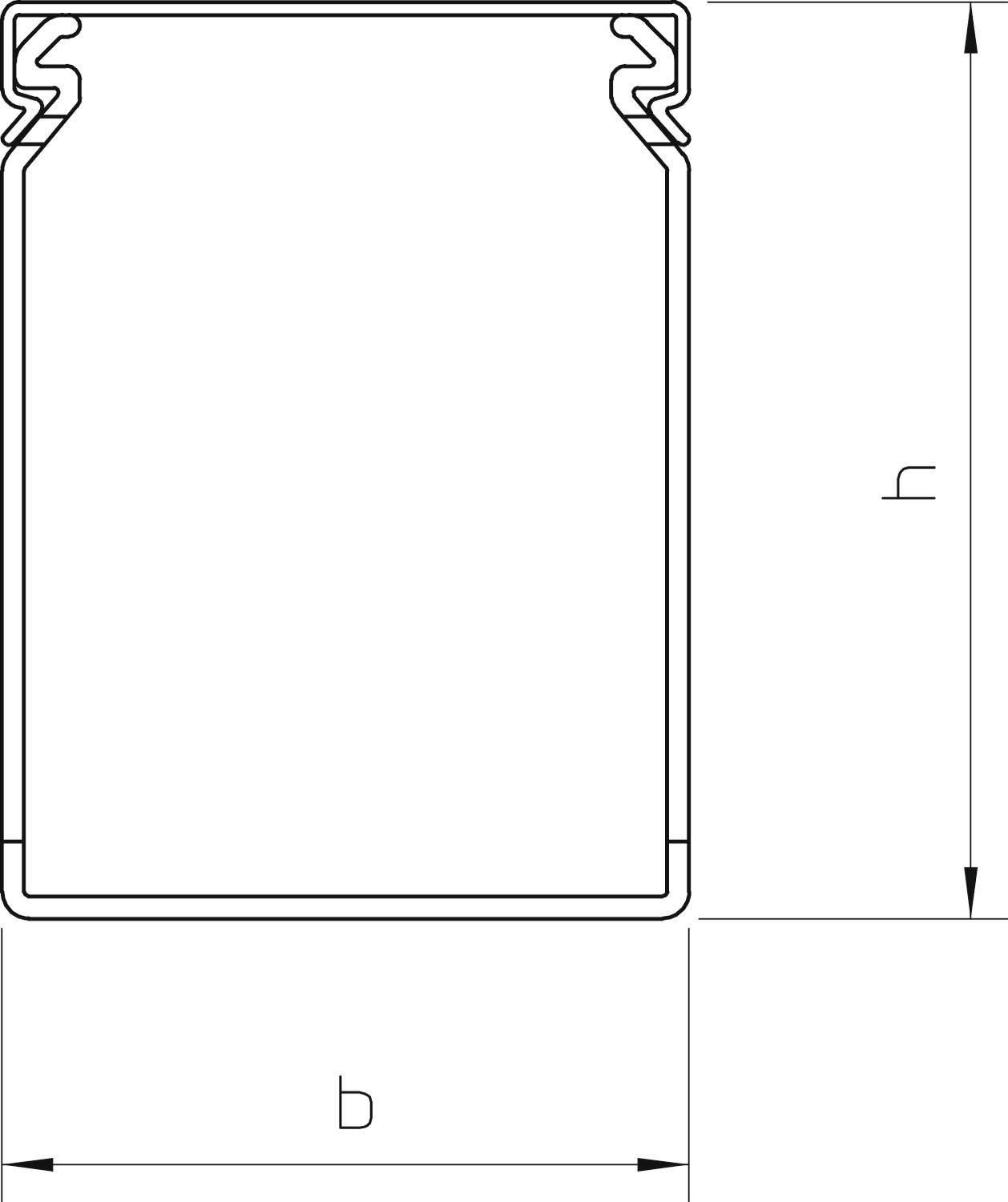 Dessin technique d'une forme rectangulaire avec ses dimensions. La hauteur 'h' et la largeur 'b' sont indiquées.