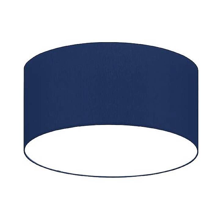 Un abat-jour cylindrique simple en bleu marine avec un intérieur blanc, adapté aux lampes de plafond ou de table.