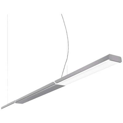 Lampe suspendue élégante et moderne avec boîtier métallique et barre LED, suspendue par deux câbles fins. Idéale pour l'éclairage de bureau ou d'intérieur.