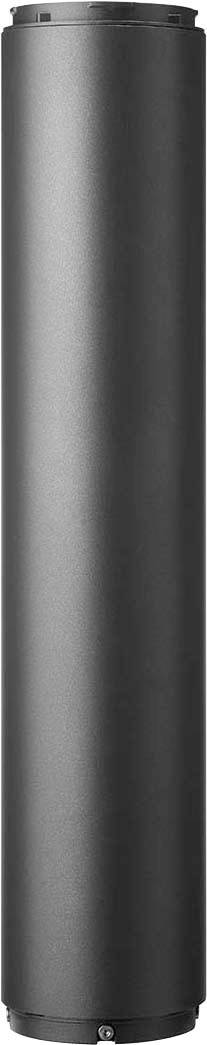 Un long récipient cylindrique à la surface lisse et gris foncé.