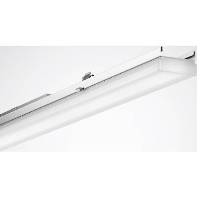 Un panneau lumineux LED moderne, rectangulaire, avec un boîtier blanc, monté au plafond, au design épuré et aux lignes nettes.