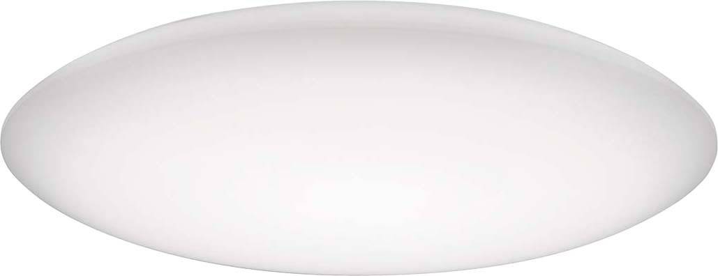 Une forme ovale minimaliste blanche sur un fond blanc.