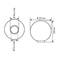 Dessin d'une lampe sphérique avec dimensions : diamètre 215 mm, hauteur 210 mm. Diamètre de l'anneau intérieur 90 mm ± 2 mm, socle 73 mm ± 2 mm.
