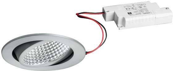 Un spot encastré rond LED avec câble et boîtier blanc. Adapté pour un éclairage intérieur économe en énergie.