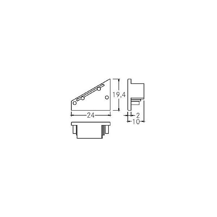 Dessin technique d'un composant rectangulaire avec les dimensions suivantes : largeur de 24 mm, hauteur de 19,4 mm et profondeur de 10 mm.