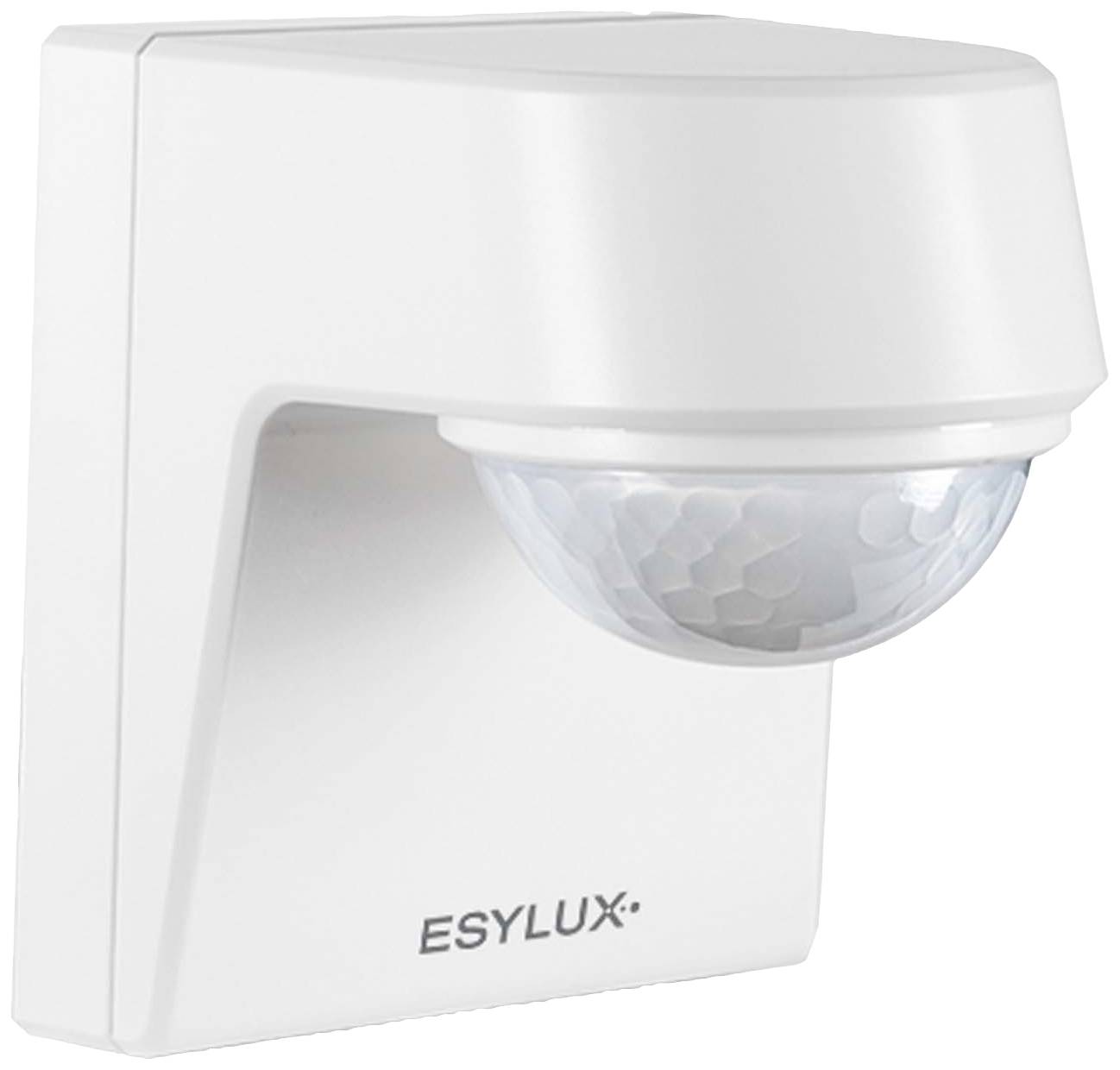 Détecteur de mouvement blanc de ESYLUX, monté sur un mur, dans un design compact et moderne.
