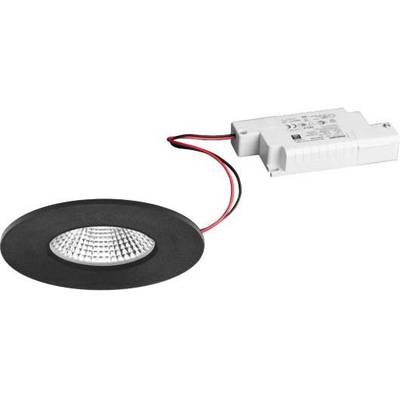 Luminaire encastré de plafond LED rond, noir, avec pilote intégré et fils rouges. Idéal pour un éclairage économe en énergie.