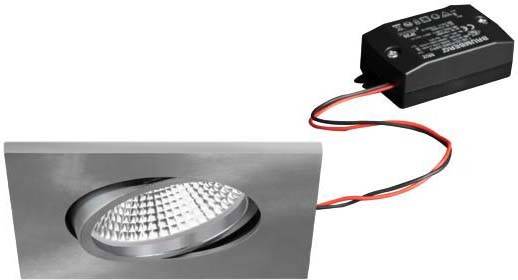 Spot encastrable LED carré avec boîtier et câbles noirs.