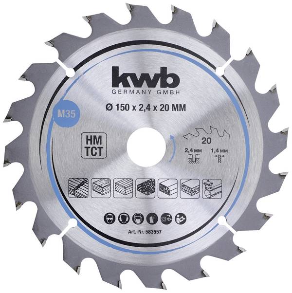 kwb  583557 Lame de scie circulaire au carbure 150 x 20 mm  1 pc(s)