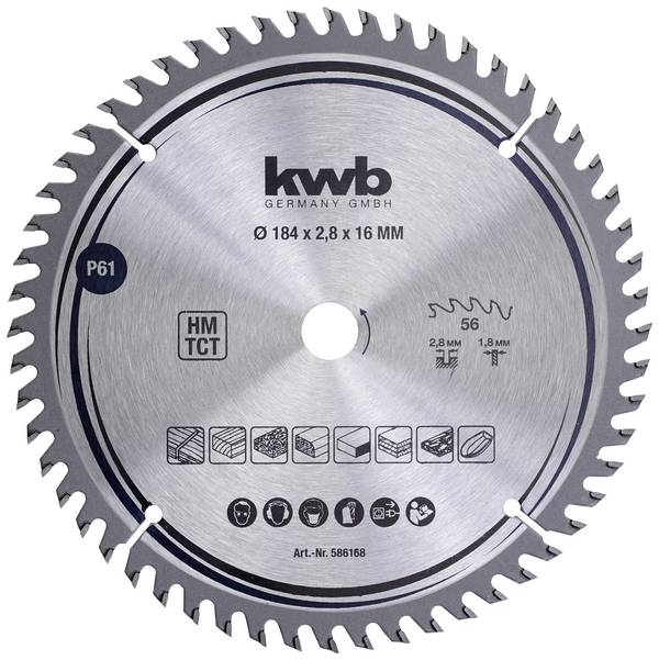 kwb  586168 Lame de scie circulaire au carbure 184 x 16 mm  1 pc(s)