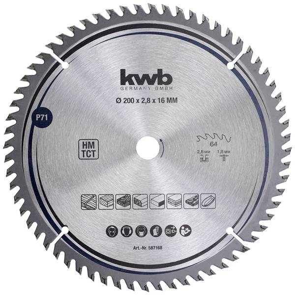 kwb  587168 Lame de scie circulaire au carbure 200 x 16 mm  1 pc(s)