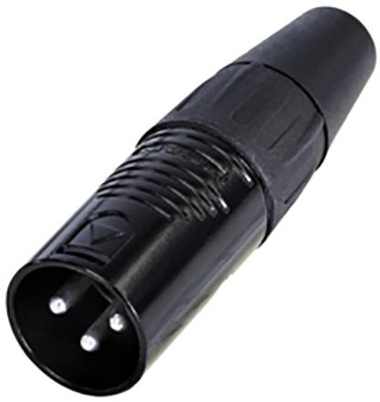 Un connecteur XLR noir à trois broches.