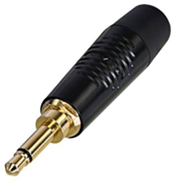 Une fiche jack mono dorée de 6,3 mm avec un boîtier noir, typiquement utilisée pour les connexions audio.