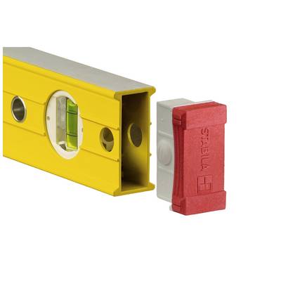 Niveau à bulle jaune avec une extrémité rouge de sécurité. La bulle indique si une surface est horizontale.