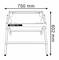 Un support pliable de Bosch de 750 mm de largeur et 602 mm de hauteur pour équipements d'atelier, offrant une grande stabilité.