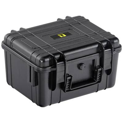 Boîte noire robuste avec poignée et fermeture verrouillable, adaptée au transport et au stockage en toute sécurité.