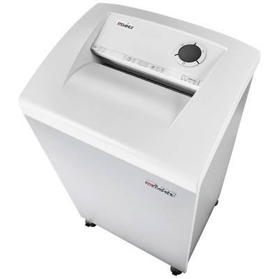 Destructeur de documents avec commande automatique, grande fente d'insertion et bouton de commande sur le dessus. Adapté aux bureaux pour la destruction sécurisée de documents.