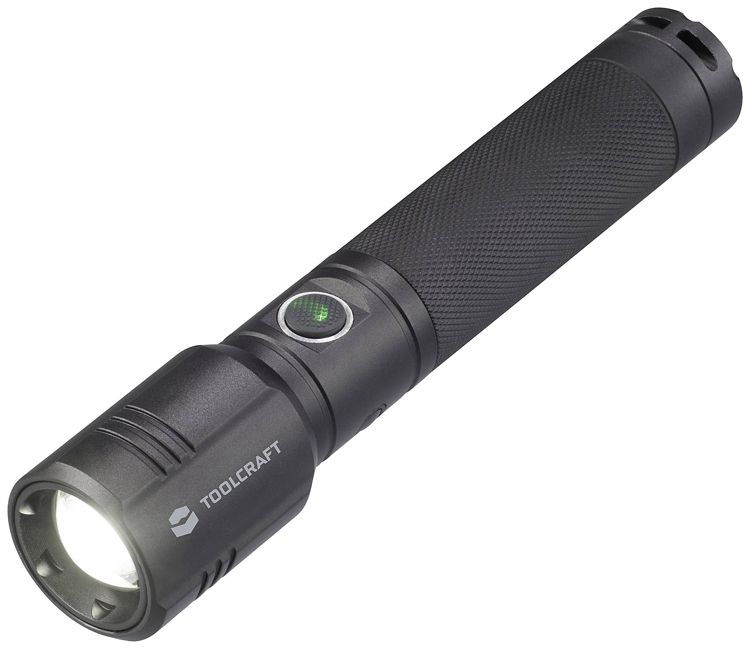 TOOLCRAFT TO-7838454 LED SMD Lampe de poche réglable, avec interface USB, avec mode stroboscope à batterie 1000 lm 35 h 