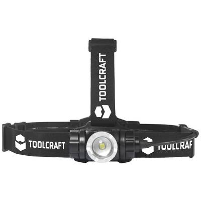 Lampe frontale de Toolcraft avec bandeau réglable, LED puissante au centre, pour le travail sans les mains et les activités de plein air.