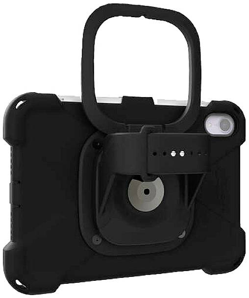 Étui noir de protection au design robuste et à poignée, spécialement conçu pour une stabilité maximale et une manipulation aisée des tablettes.