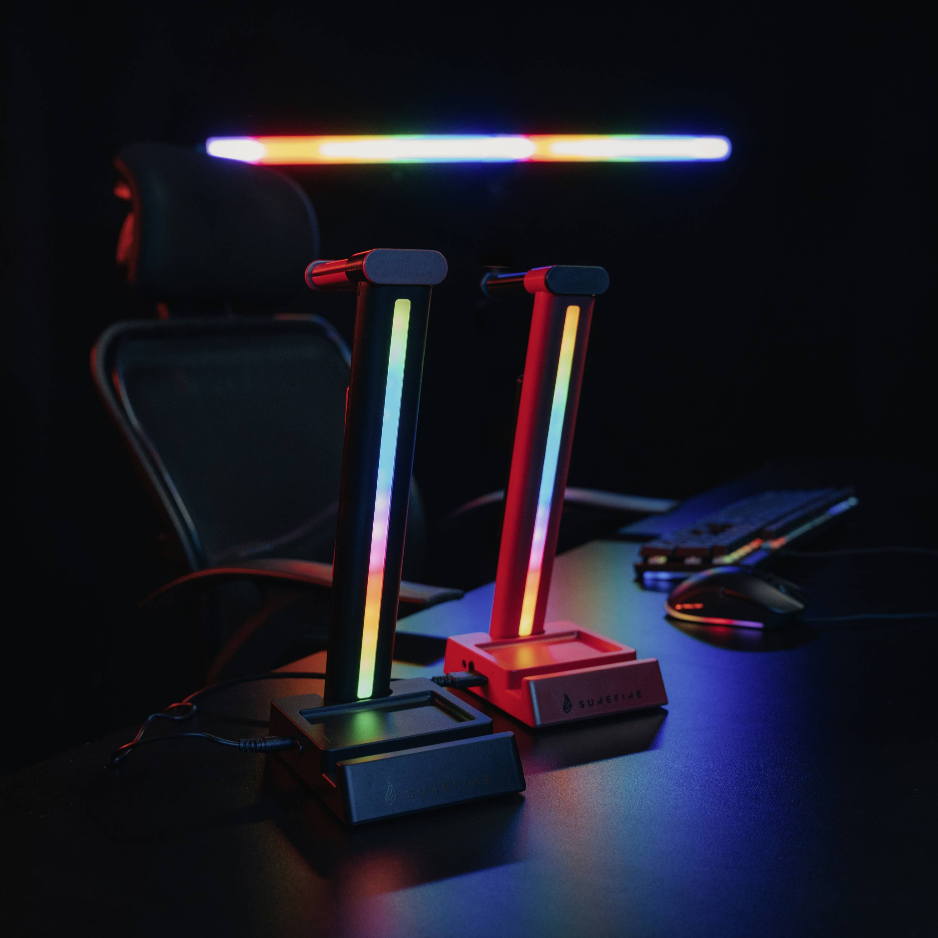 VERBATIM SUREFIRE VINSON N2 DUAL BALANCE GAMING RGB MULTI-FUNCTION HEADSET STAND BLACK WCF (P)-4