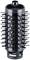 Brosse de coiffage ronde noire avec rangées de poils pour sèche-cheveux, adaptée au styling volumisant et au lissage des cheveux.
