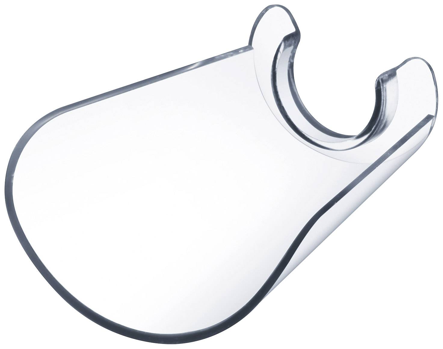 Support transparent en forme inclinée, conçu pour maintenir ou présenter un objet.