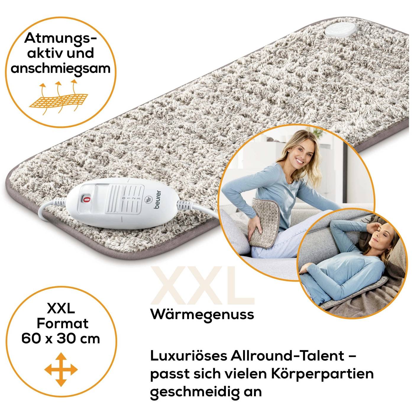 Sous-matelas thermique luxueux et respirant en XXL, 60 x 30 cm. Adapté à différentes zones du corps ; confortable et épousant.