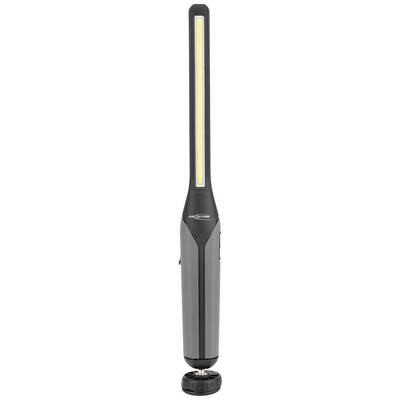Une lampe de travail LED compacte et portable avec poignée noire. Idéale pour un éclairage ponctuel dans les ateliers ou lors d'activités de plein air.