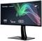 Un moniteur incurvé ViewSonic ColorPro de 38 pouces avec espace colorimétrique DCI-P3 et port USB-C ; affichant un motif aux couleurs vives.