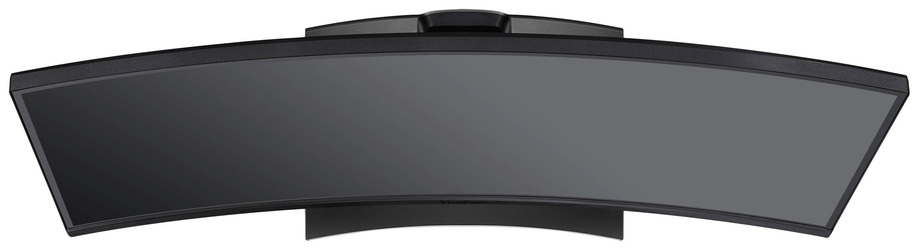 Un écran incurvé dans un cadre noir, vu de dessus, sans logos de marque ou commandes visibles.