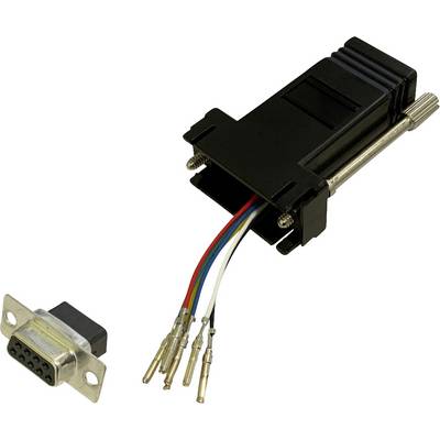 Un adaptateur VGA noir avec des extrémités de câble dénudées et un connecteur femelle adjacent.