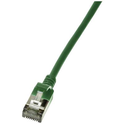 LogiLink CQ9015S RJ45 Câble réseau, câble patch CAT 6a U/FTP 0.30 m vert extrêmement fin, ignifuge, flexible, feuille de