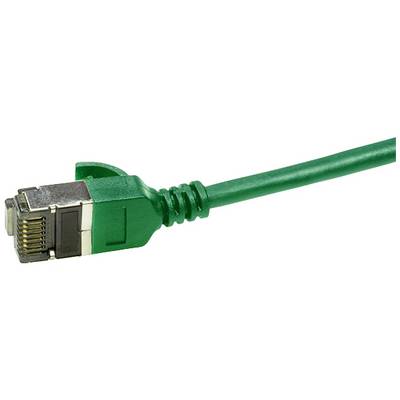 Câble Ethernet vert avec connecteur RJ45, utilisé pour les connexions réseau dans les réseaux informatiques.