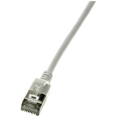 LogiLink CQ9022S RJ45 Câble réseau, câble patch CAT 6a U/FTP 0.50 m gris extrêmement fin, ignifuge, flexible, feuille de