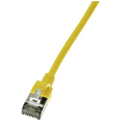 LogiLink CQ9027S RJ45 Câble réseau, câble patch CAT 6a U/FTP 0.50 m jaune extrêmement fin, ignifuge, flexible, feuille d