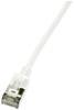 LogiLink CQ9041S RJ45 Câble réseau, câble patch CAT 6a U/FTP 1.50 m blanc extrêmement fin, ignifuge, flexible, feuille de blindage, sans halogène, avec cliquet d'encastrement, gaine TPE 1 pc(s)