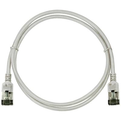 Câbles réseau blancs avec deux connecteurs RJ45, utilisés pour connecter des appareils électroniques.