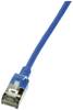 LogiLink CQ9046S RJ45 Câble réseau, câble patch CAT 6a U/FTP 1.50 m bleu extrêmement fin, ignifuge, flexible, feuille de blindage, sans halogène, avec cliquet d'encastrement, gaine TPE 1 pc(s)