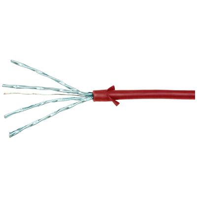 Un câble rouge avec quatre fils bleus dénudés dépassant d'une extrémité.