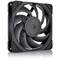 Ventilateur PC noir avec châssis carré et sept pales, adapté au refroidissement des appareils électroniques dans les boîtiers.